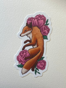 Art Sticker “Foxes and Peonies”