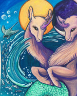 Load image into Gallery viewer, ORIGINAL 9x12in Gouache Painting “Capricorn Twins”
