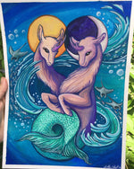 Load image into Gallery viewer, ORIGINAL 9x12in Gouache Painting “Capricorn Twins”
