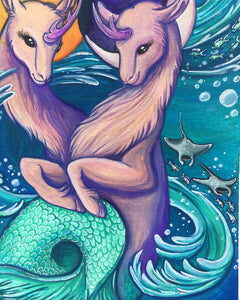 ORIGINAL 9x12in Gouache Painting “Capricorn Twins”